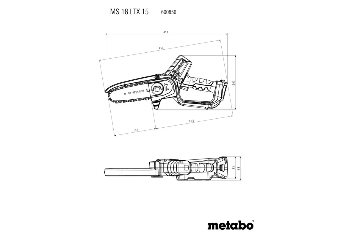 Metabo  Motosega da potatura a batteria 18V 15 cm, senza batteria e caricabatterie 600856850