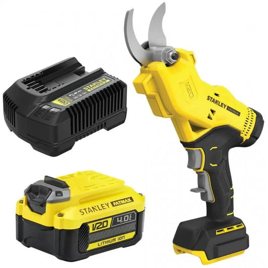 Stanley  Cesoie per rami a batteria da 18 V, 1 batteria agli ioni di litio da 4,0 Ah, caricabatterie SFMCPP32M1-QW