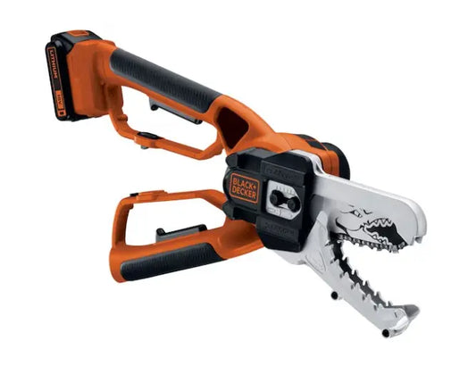 BLACK+DECKER  Potatore a catena a batteria da 18 V, 1 batteria agli ioni di litio da 2,0 Ah, caricabatteria GKC1000L-QW