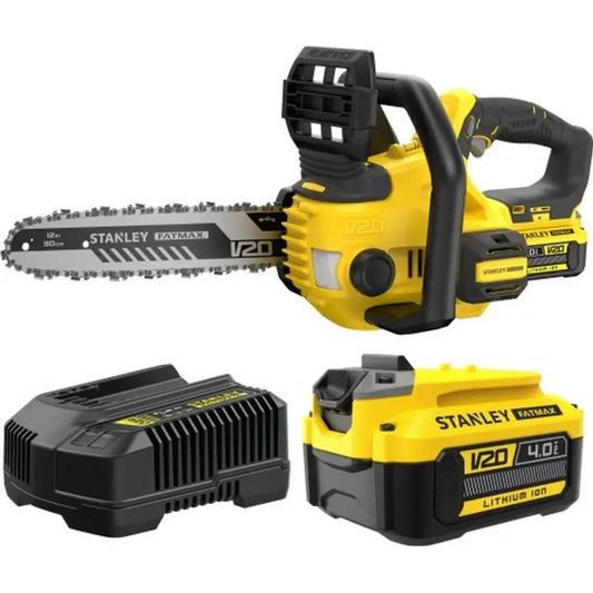 Stanley   Motosega a batteria 18V 30 cm, 1 batteria Li-Ion da 4,0 Ah, caricabatterie SFMCCS630M1-QW