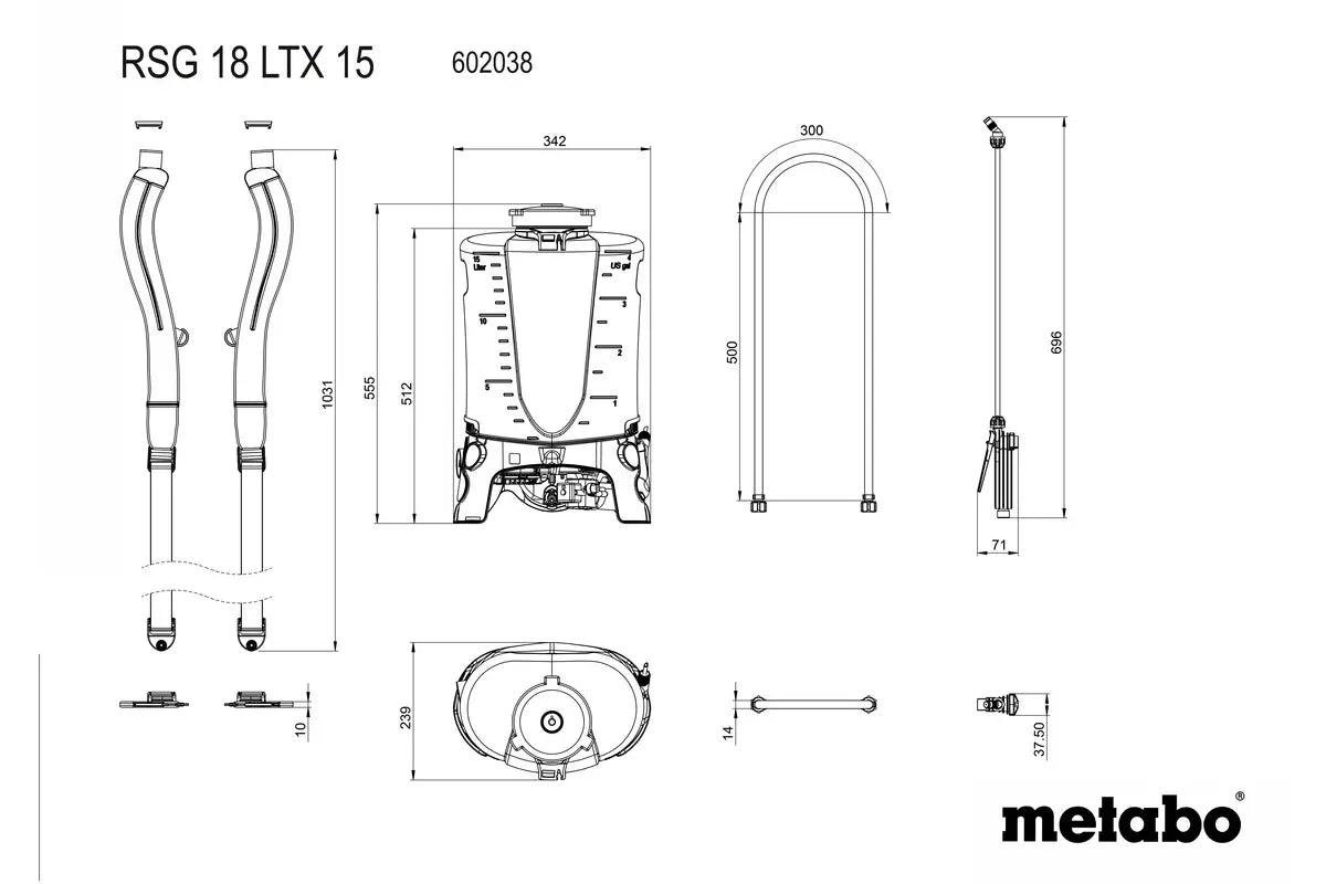 Metabo  Pompa irroratrice 15 l a batteria 18V , senza batteria e caricabatterie